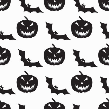 tek renkli yarasalar ve kabaklar Dikişsiz desen vektör çizim