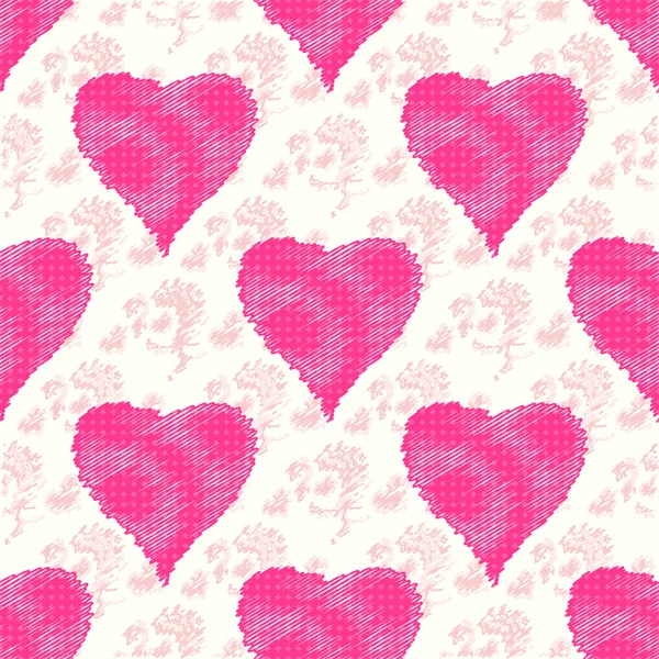 Pink hearts on a beautiful gentle background seamless pattern vector illustration — Stock Vector