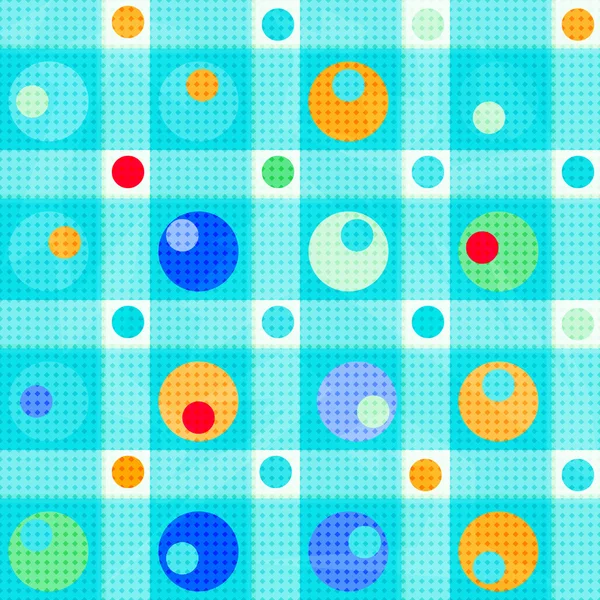 Cercles colorés et polygones sur un doux fond bleu vectoriel illustration — Image vectorielle