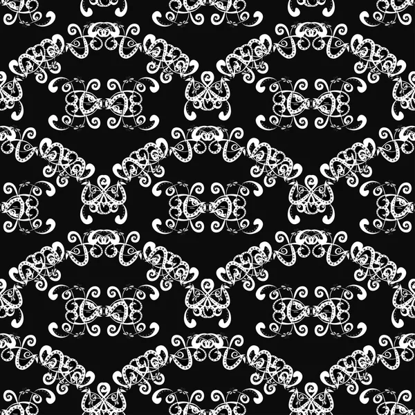 Patrón abstracto monocromo sin costura en una ilustración de vector de fondo negro — Vector de stock