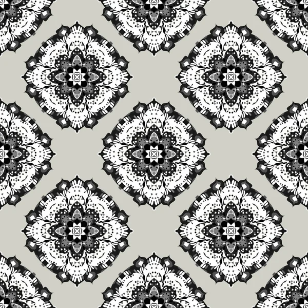 Monochrome beautiful seamless pattern. Vintage elements. Vector illustration — Stock Vector