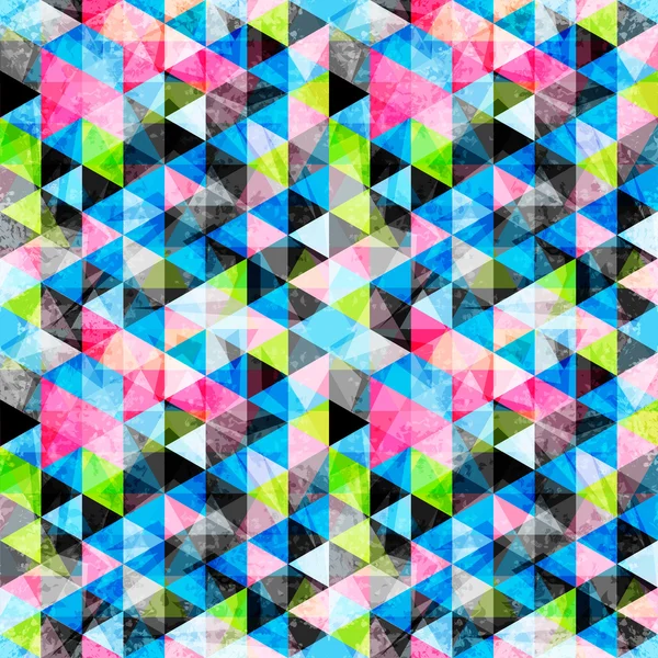 Яскраві кольорові багатокутники абстрактний психоделічний геометричний фон. гранжевий ефект. Векторна ілюстрація — стоковий вектор