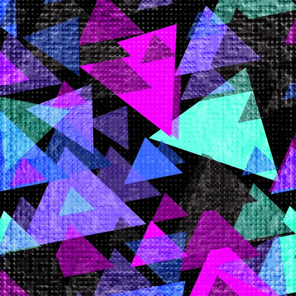 Яскраві психоделічні багатокутники на чорному тлі. Векторна ілюстрація — стоковий вектор