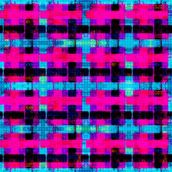 Psychedelické růžová modrá a černá mnohoúhelníky. Geometrická pozadí. grunge efekt — Stockový vektor