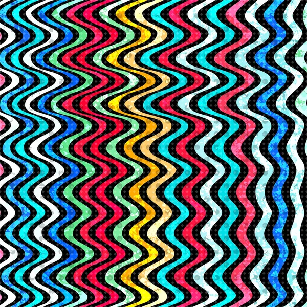 Líneas onduladas de colores sobre un fondo negro. fondo geométrico abstracto. ilustración vectorial — Vector de stock