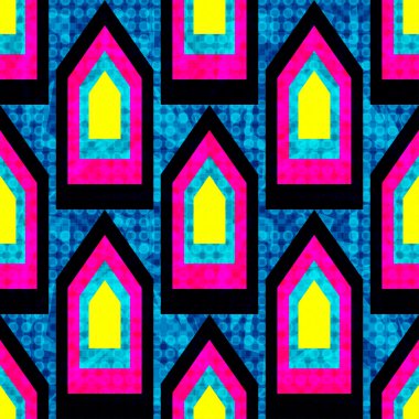 beautiful polygons and circles on blue background seamless pattern vector illustration