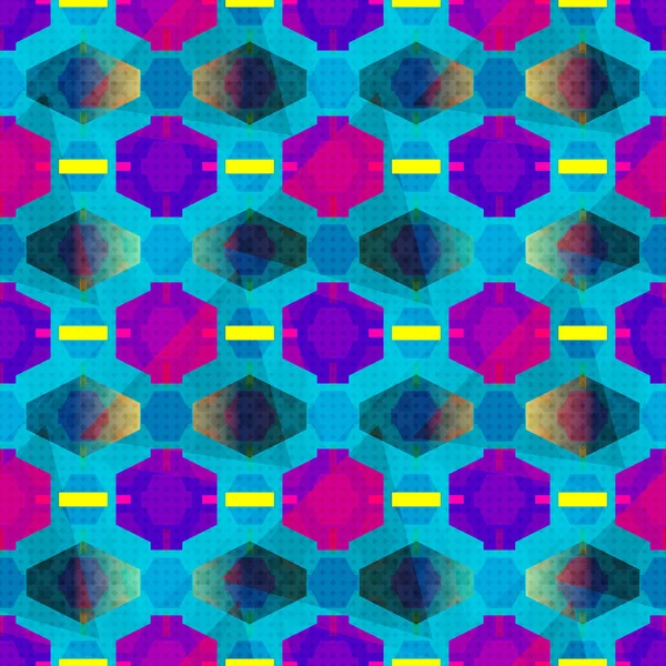 Colored polygons on a blue background Geometric seamless pattern — 图库矢量图片