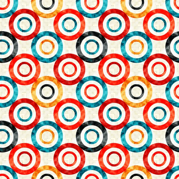 Psychedelic circles on a white background geometric seamless pattern — Stock Vector