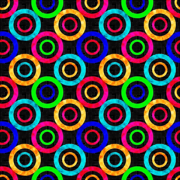 Colored abstract psychedelic geometric circles seamless pattern vector illustration — Stock Vector