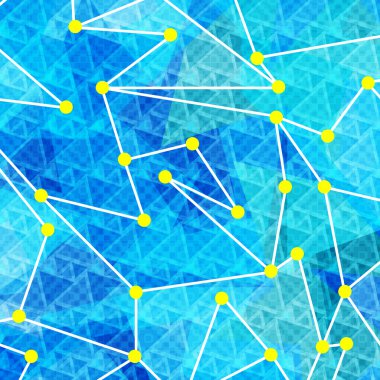 beyaz çizgiler ve mavi geometrik zemin üzerine sarı daire illüstrasyon vektör