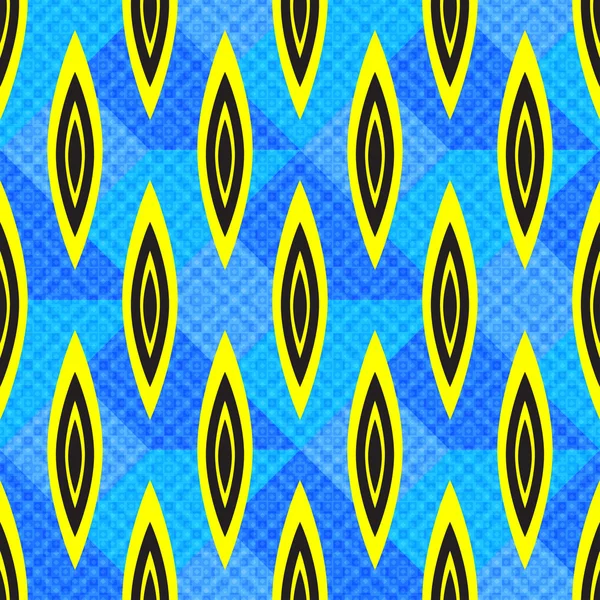 Abstracto objetos geométricos sobre fondo azul sin costuras patrón vector ilustración — Vector de stock