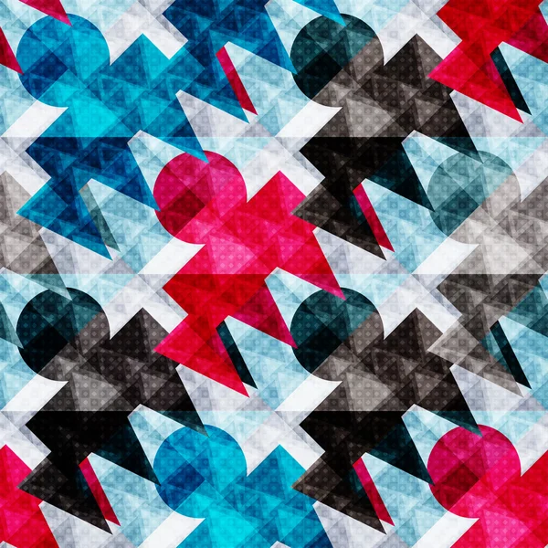 Sininen punainen ja musta polygons on kevyt tausta abstrakti geometrinen saumaton kuvio — vektorikuva