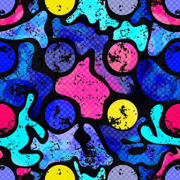 Graffiti psychedelische nahtlose Muster Grunge Effekt Vektor Illustration — Stockvektor