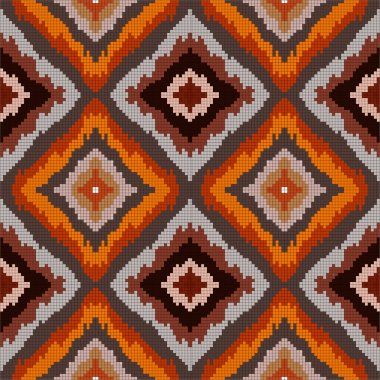 piksel geometrik arka planda retro tarzı Dikişsiz desen vektör çizim