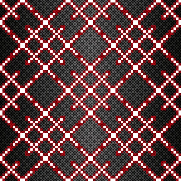 Piksel pada latar belakang hitam geometris pola mulus - Stok Vektor
