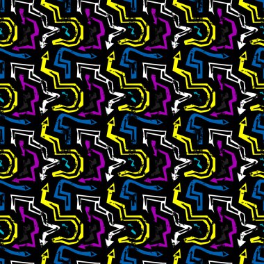 Grafiti parlak psychedelic Dikişsiz desen vektör çizim