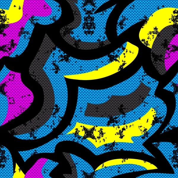 Graffiti abstracto sin costura patrón grunge efecto vector ilustración — Vector de stock