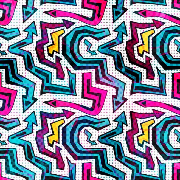 Grafiti parlak psychedelic Dikişsiz desen bir siyah arka plan vektör çizim üzerinde