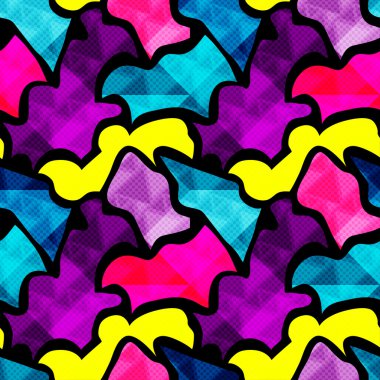 Grafiti parlak psychedelic Dikişsiz desen bir siyah arka plan vektör çizim üzerinde