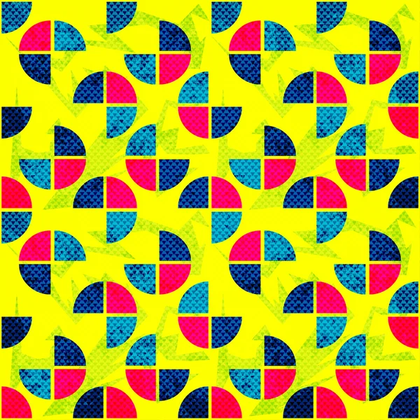 Polygoner på gul bakgrund grunge effekt sömlös geometrisk bakgrund — Stock vektor