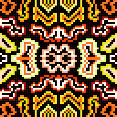 piksel cinsinden bir retro tarzı kabile vintage seamless modeli