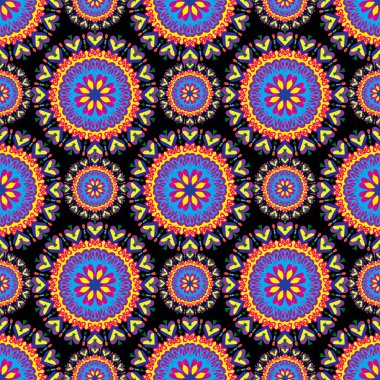 Birçok Ayrıntılar etnik geleneksel süsleme ile süs Dikişsiz desen arka plan