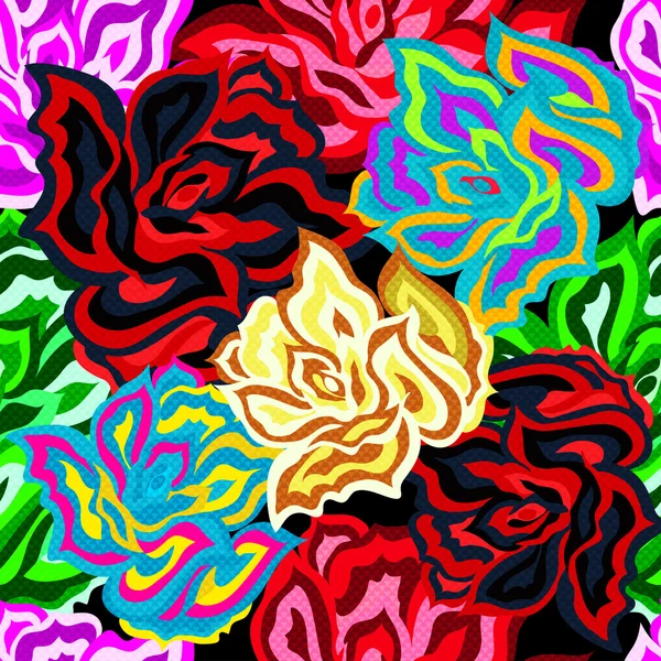 Bezešvé pozadí světlé krásné barevné růže — Stockový vektor