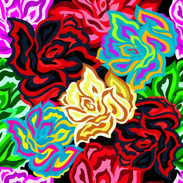 Brillante hermoso color rosas sin costura de fondo — Vector de stock