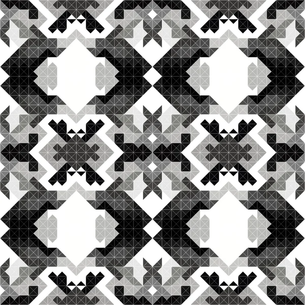 Monochromatických pixelů krásné abstraktní geometrická bezešvé pattern vektorové ilustrace — Stockový vektor