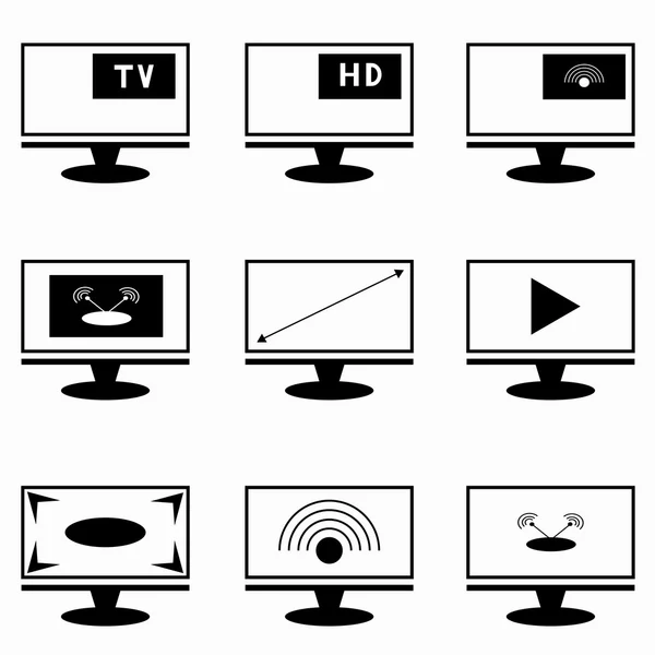 Fernseher und Monitore Sammlung von Symbolen — Stockvektor