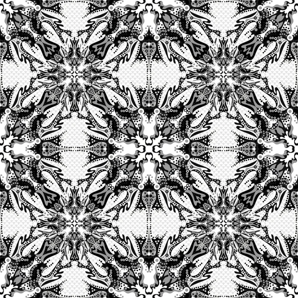 Illustration vectorielle de motif tribal vintage monochrome sans couture — Image vectorielle