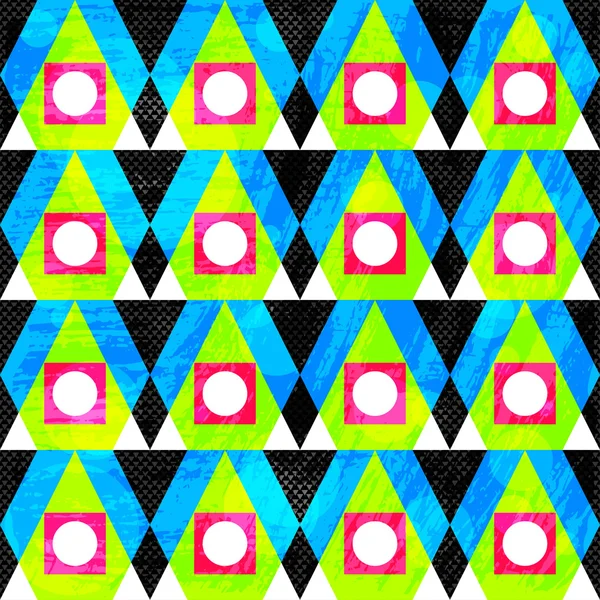 Psychedelické barevné bezešvé pozadí abstraktní geometrická struktura grunge — Stockový vektor