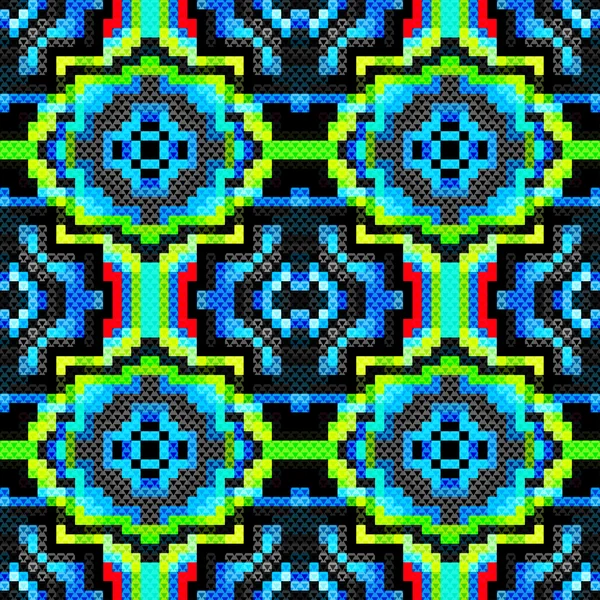 Pixeles de color geométrico sin costura patrón vector ilustración — Vector de stock