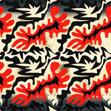 grafiti turuncu parlak geometrik seamless modeli