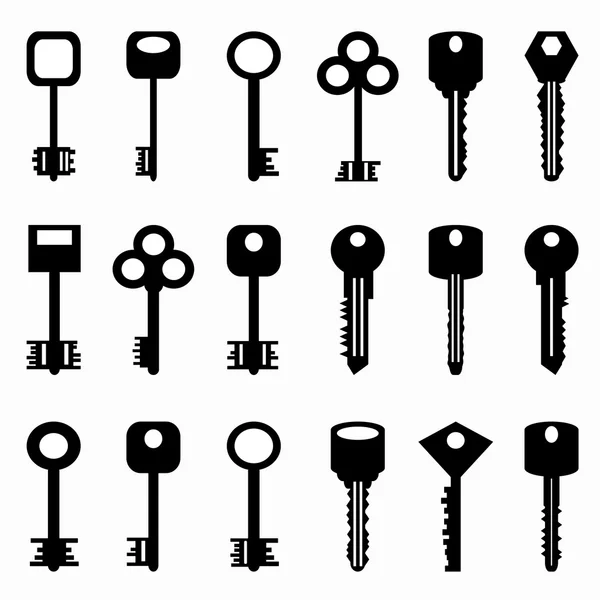 Beautiful monochrome character keys on a white background collection of vector illustration — Stock Vector