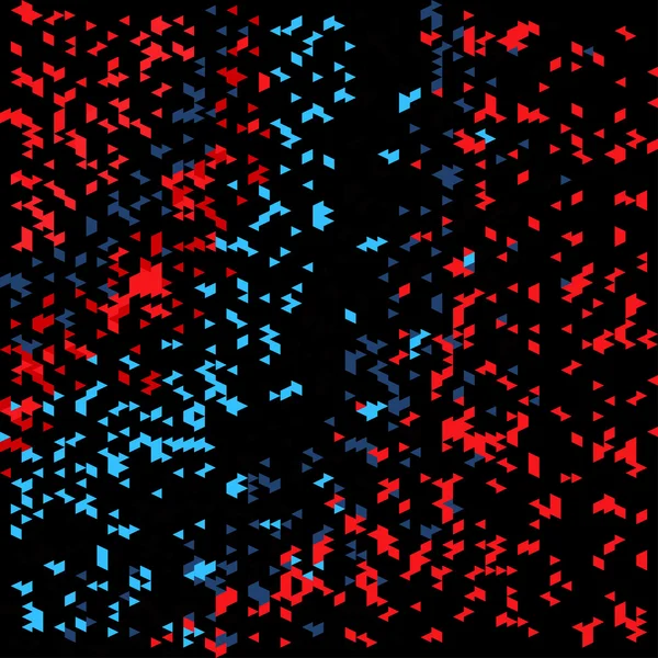 Polígonos pequeños rojos y azules sobre un fondo negro ilustración vector — Archivo Imágenes Vectoriales