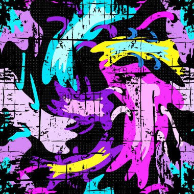 parlak grafiti geometrik seamless modeli grunge etkisi