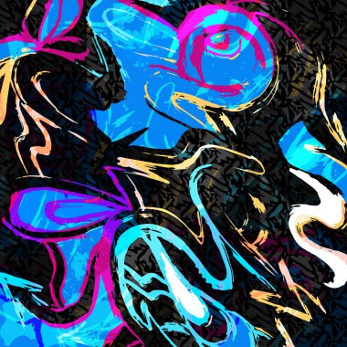 psychedelic grafiti desen vektör çizim renkli.