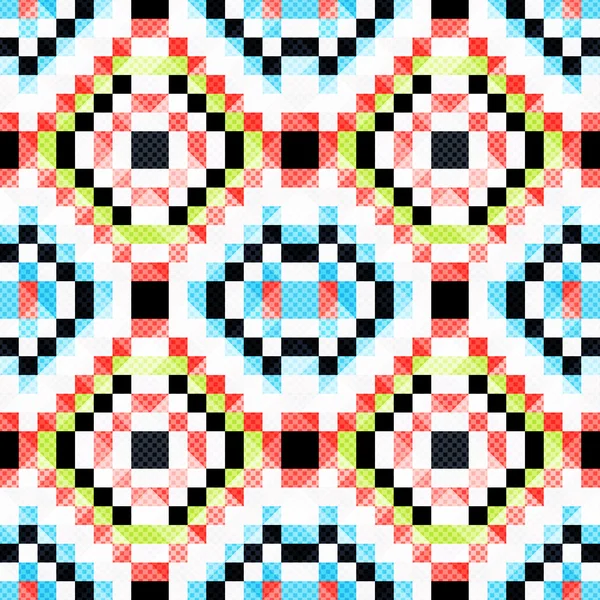 ピクセルの美しい抽象的な幾何学的なシームレス パターン ベクトル図 — ストックベクタ