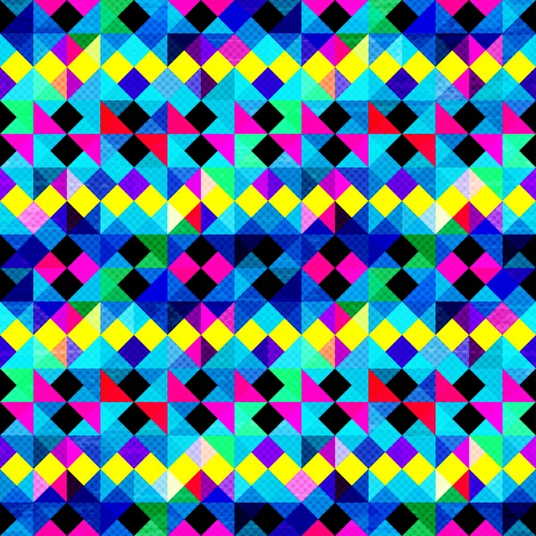 Polygone psychedelisch gefärbte geometrische Hintergrundpixel — Stockvektor