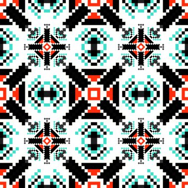 küçük piksel renkli geometrik arka plan Dikişsiz desen vektör çizim