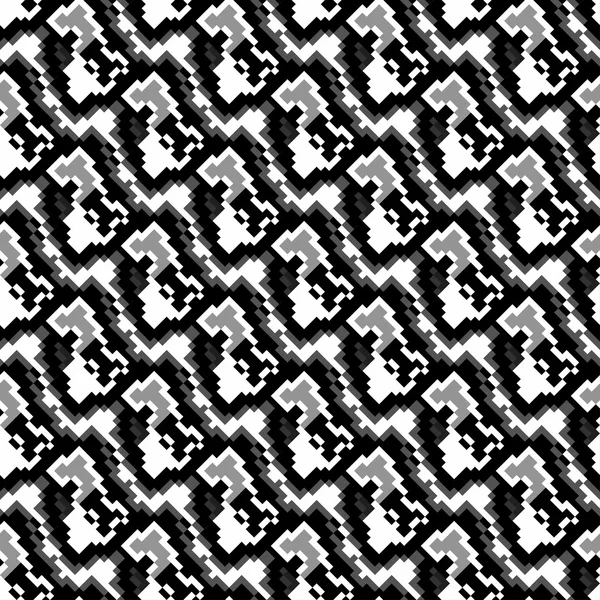 Pixel monochroom mooie naadloze patroon vectorillustratie — Stockvector