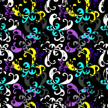 grafiti çiçek siyah bir arka plan sorunsuz doku grunge etkisi soyut