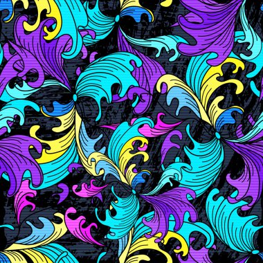 psychedelic grafiti çiçek siyah bir arka plan sorunsuz doku grunge etkisi soyut