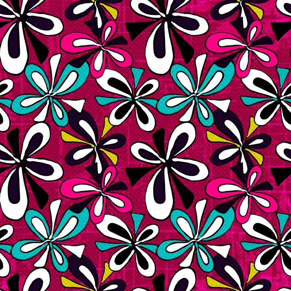 Graffiti flores abstractas sobre fondo rosa sin costuras patrón vector ilustración — Vector de stock