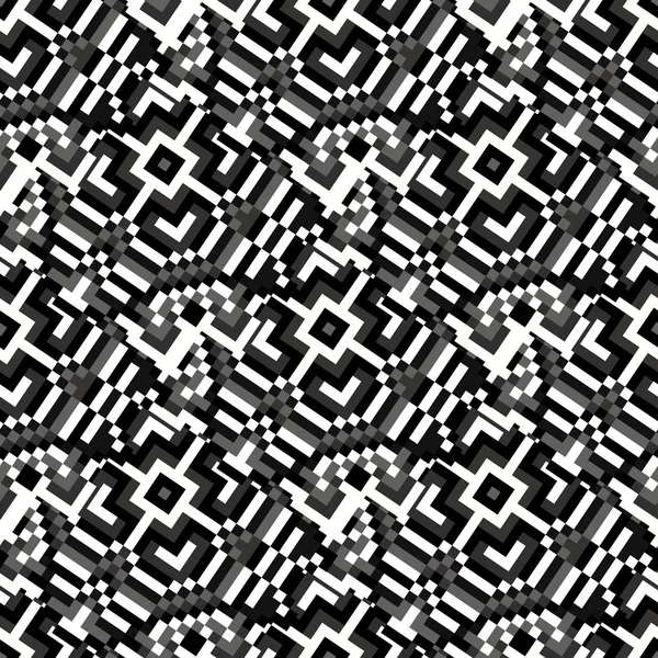 아름 다운 흑백 픽셀 기하학적 추상 원활한 패턴 — 스톡 벡터