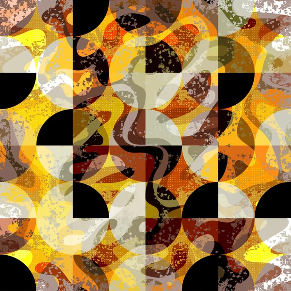 Cercles colorés sur un fond noir Fond géométrique sans couture — Image vectorielle