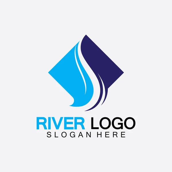 River Logo Icona Vettoriale Illustrazione Modello Design — Vettoriale Stock