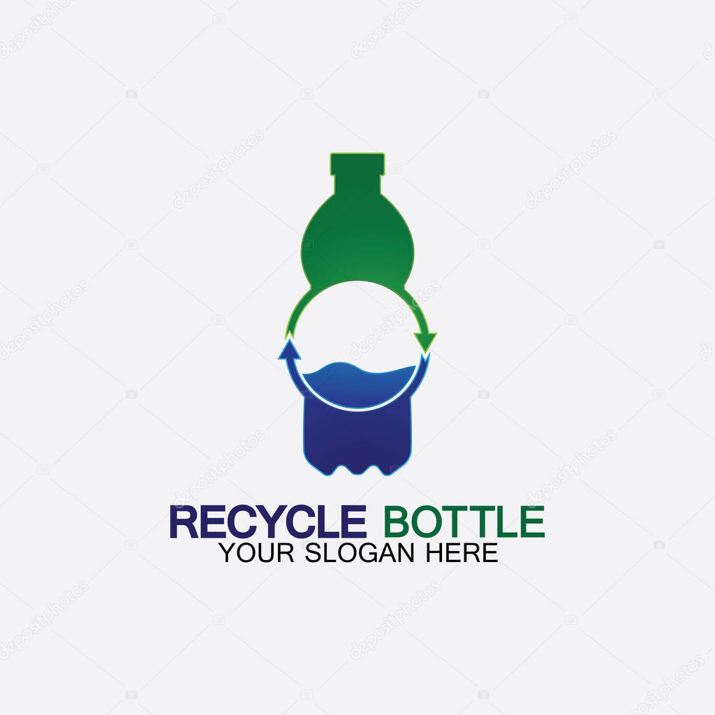 Recycle plastic bottle logo icon vector illustration design.Bottle with recycle symbol. Plastic recycling symbol flat icon-vector illustration