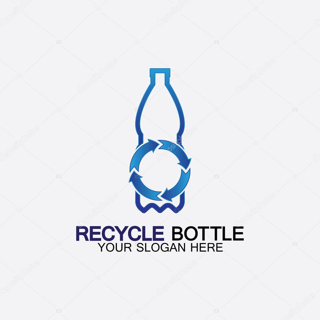 Recycle plastic bottle logo icon vector illustration design.Bottle with recycle symbol. Plastic recycling symbol flat icon-vector illustration